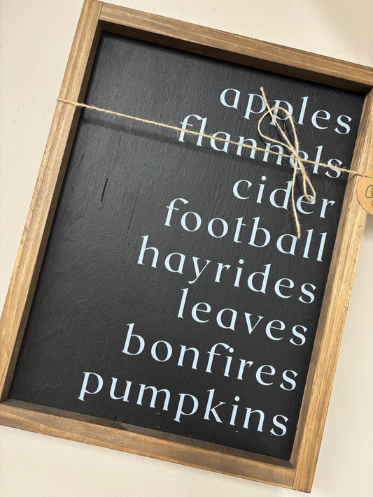 Apple, Flannels, Cider, Football
